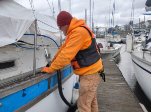 Andrew Case servicing a boat
